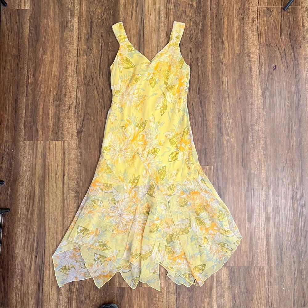 connected apparel Yellow Floral Midi Dress